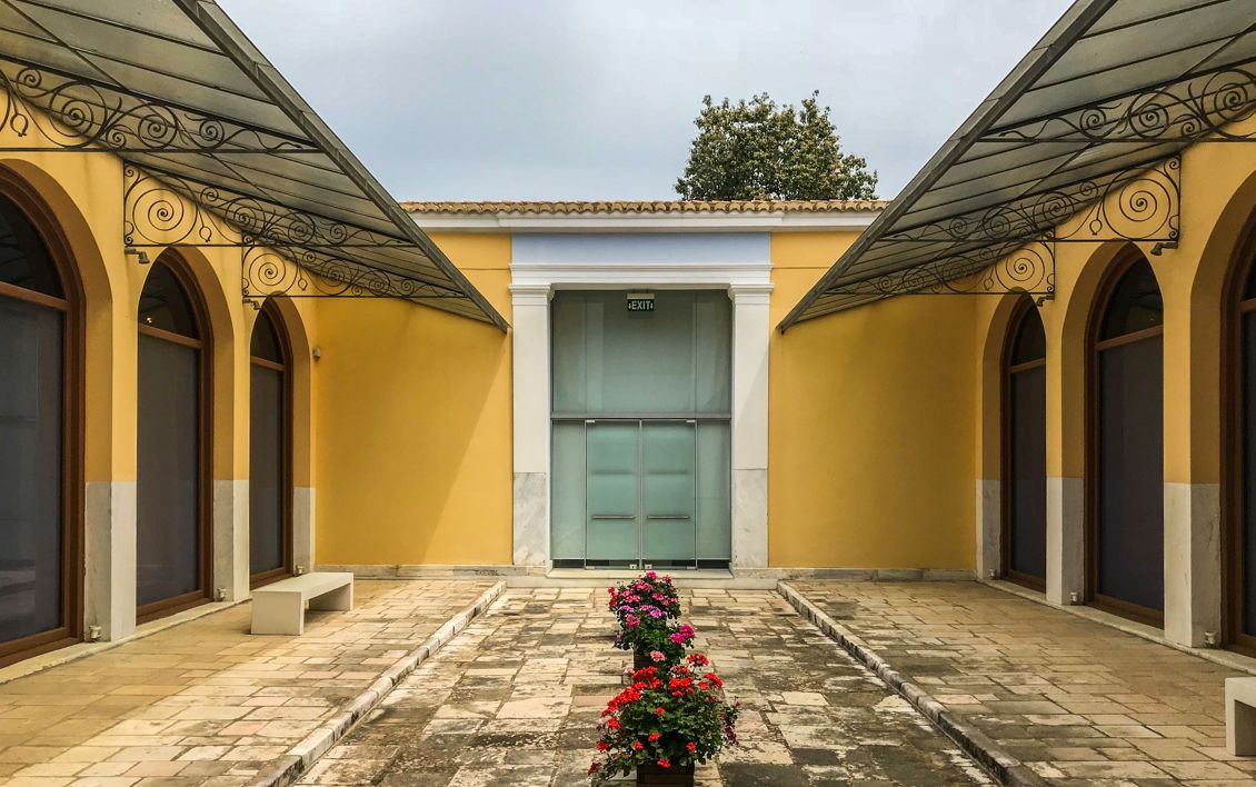 The courtyard of Pyrgos Archaeological Museum