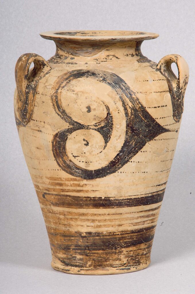 Small three-handled clay storage jar (Π00092)