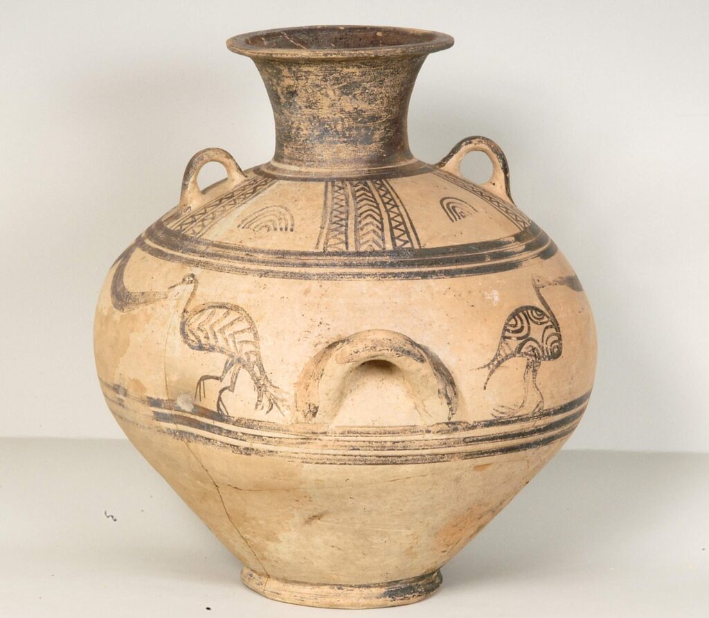 Four-handled clay amphora