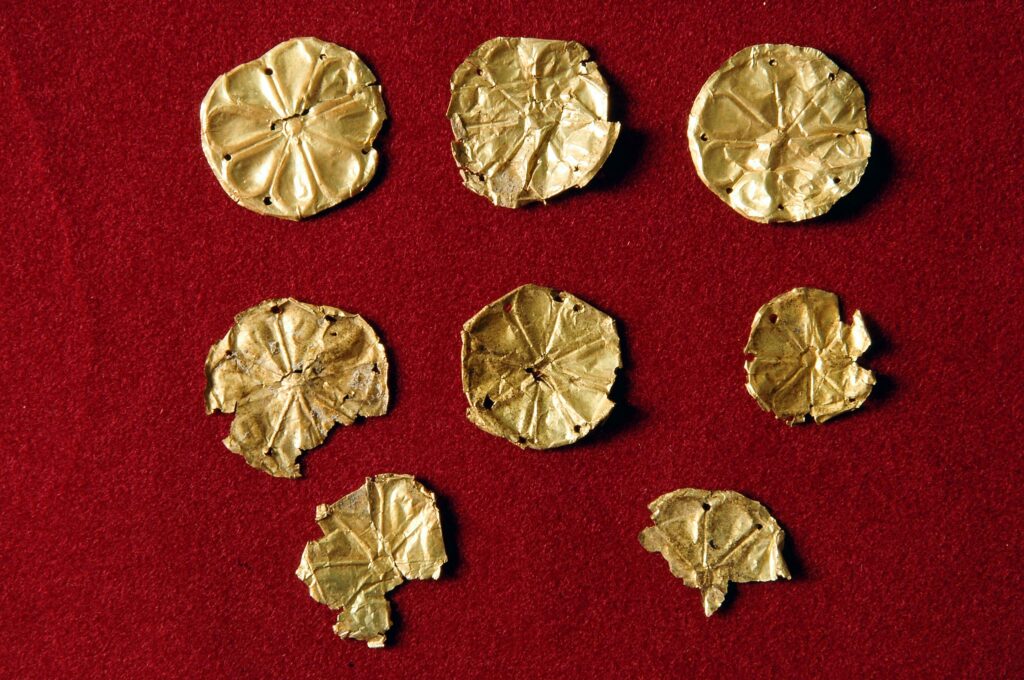 Gold rosette appliqués