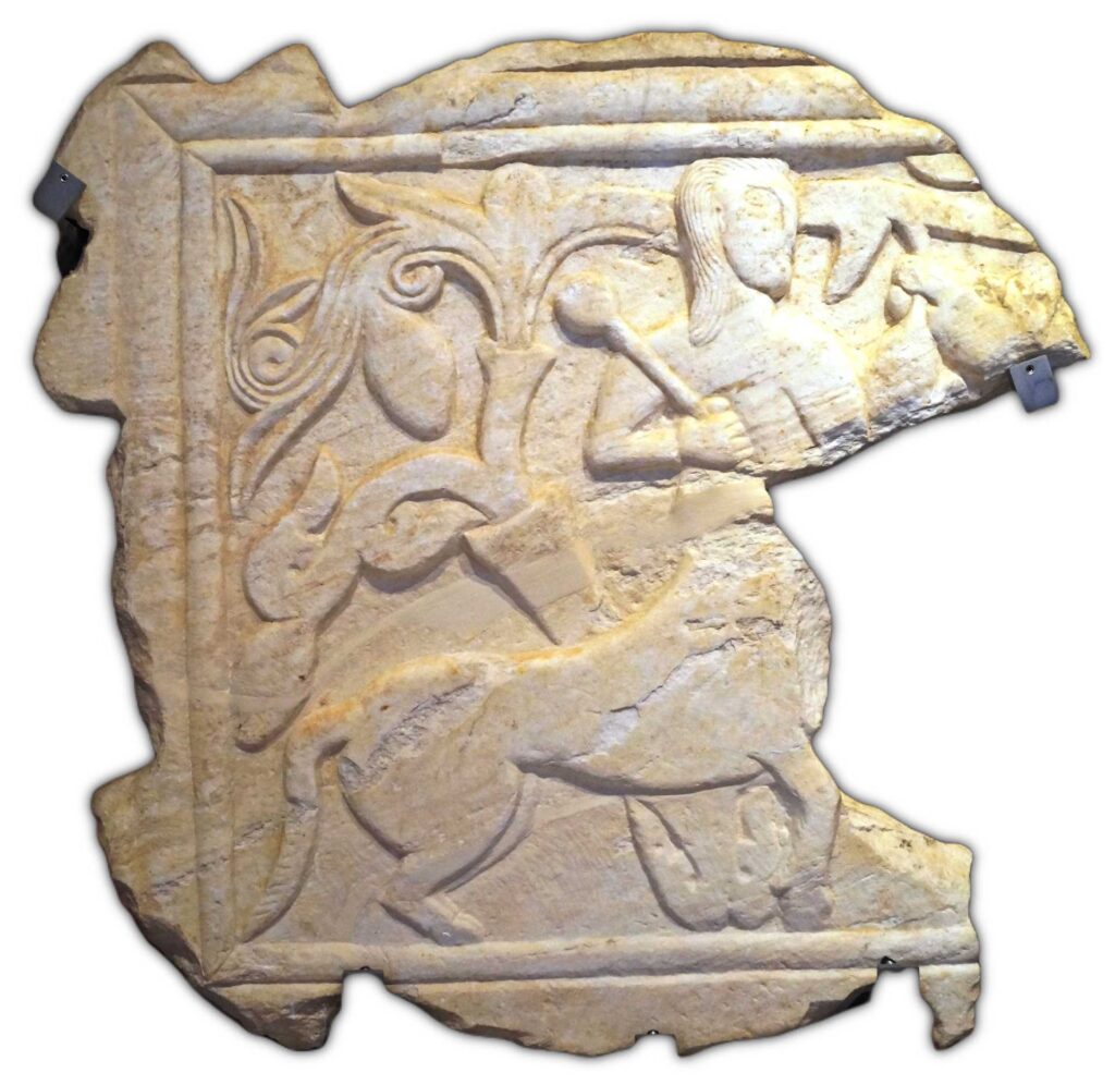 Marble screen slab with a centaur